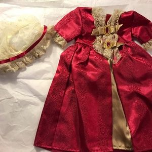 American Girl -  Formal/Fancy Red Dress with Bonnet